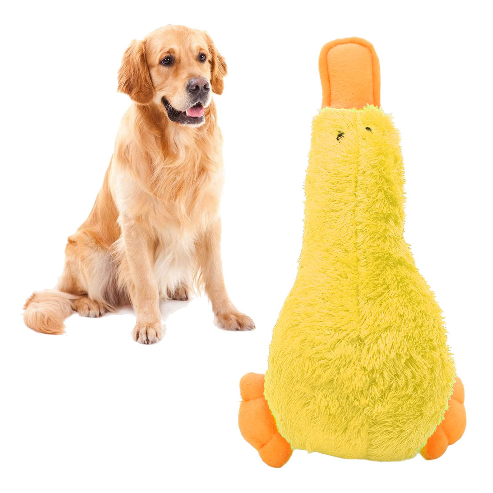Tnfeeon Dog Toy for Small Medium and Large Breeds, Cute Duck with Soft Squeaker Fun for Indoor Puppies and Senior Pups Plush No Mess Chew and Play (Yellow)