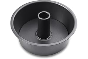 HONGBAKE Angel Food Cake Pan with Removable Bottom, 10 Inch Tube Pan, Nonstick Pound Cake Pans for Baking, Chiffon Cake Mold, 16-Cup, Heavy Duty - Dark Grey