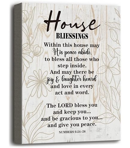 Stampa Su Tela LEXSIVO 'Bless This House' | Quadro Decorativo Con Scritta Benedizione | 30,5x38 Cm Con Cornice