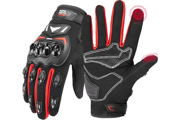 KEMIMOTO Motorcycle Gloves for Men, Touchscreen Riding Gloves for Outdoor Work Sports Motorcycle Cycling Motorcross Motorbike