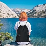 WANDF Drawstring Backpack Sports Gym Sackpack with Mesh Pockets Black view 6