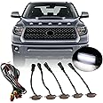 Front Grille LED Lights for Toyota Tundra 2008up Universal Trucks SUV with Raptor Style Grill Trim White DRL Lamps for Dodge Ram/Ford F150/ Jeep Gladiator/GMC Sierra/Chevrolet Silverado/ (5PCS)