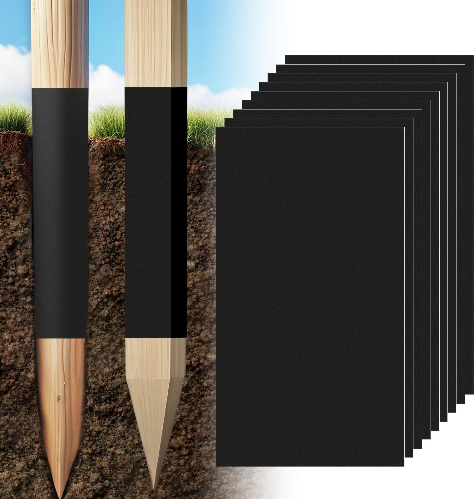 Photo 1 of 10 Pack Post Protectors for Mailbox/Fence/Deck, Waterproof Self-Adhesive Wood Column Sleeves, 4x4 Post Sleeves, Rot Resistant Fence Post Protection Fits 3x3” to 4x4” Square and 3”to 5” Round Posts