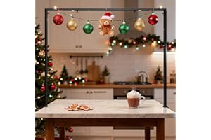 WOMNWOMN Over The Table Rod Stand with Clamps, Adjustable 32"-102'' Length 14"-56" Height Metal Black Table Arch Hanging for Wedding Birthday Party Halloween Christmas Anniversary