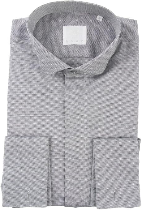 Amazon Co Jp ザ スーツカンパニー Ngac Cerimonia ダブルカフス ウイングカラードレスシャツ 織柄 ブラック ホワイト Ll