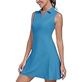 MoFiz Women's Black Sleeveless V-Neck Mini Dress with Shorts - Casual Golf Tennis Dress - Medium