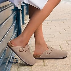 ODOLY Genuine Suede Clogs for Women Men Soft Cork