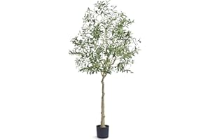 VEVOR Artificial Olive Tree, 6 FT Tall Faux Plant, Secure PE Material & Anti-Tip Tilt Protection Low-Maintenance Plant, Lifelike Green Fake Potted Tree for Home Office Warehouse Decor Indoor Outdoor