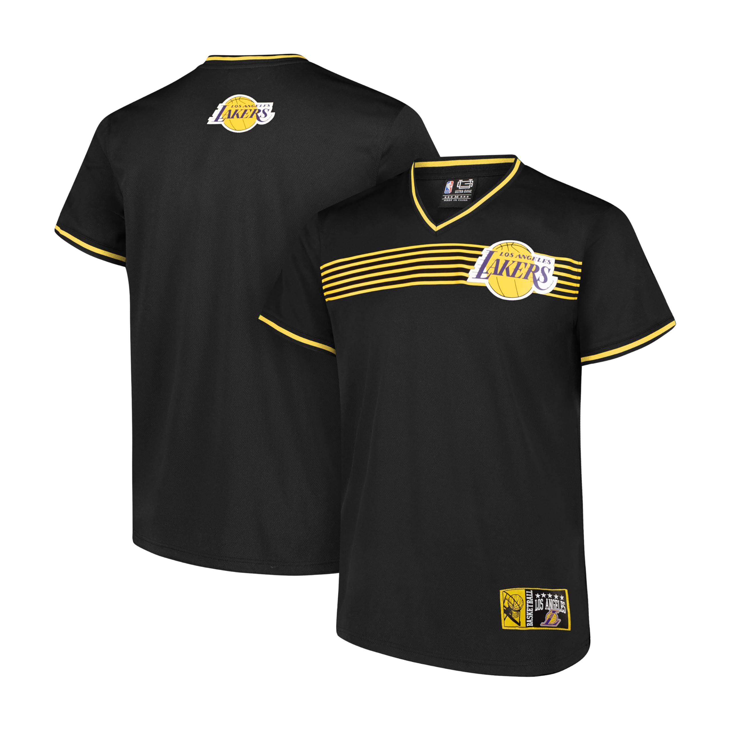 Ultra Game NBA Official Men’s Game Time Soft Mesh Short Sleeve Shirt, Los Angeles Lakers, Black, Large Image
