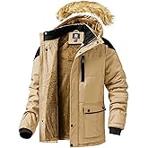 Junggley Men's Winter Jacket Mountain Windproof Hiking Hooded Warm Snow Coat Multi Pockets