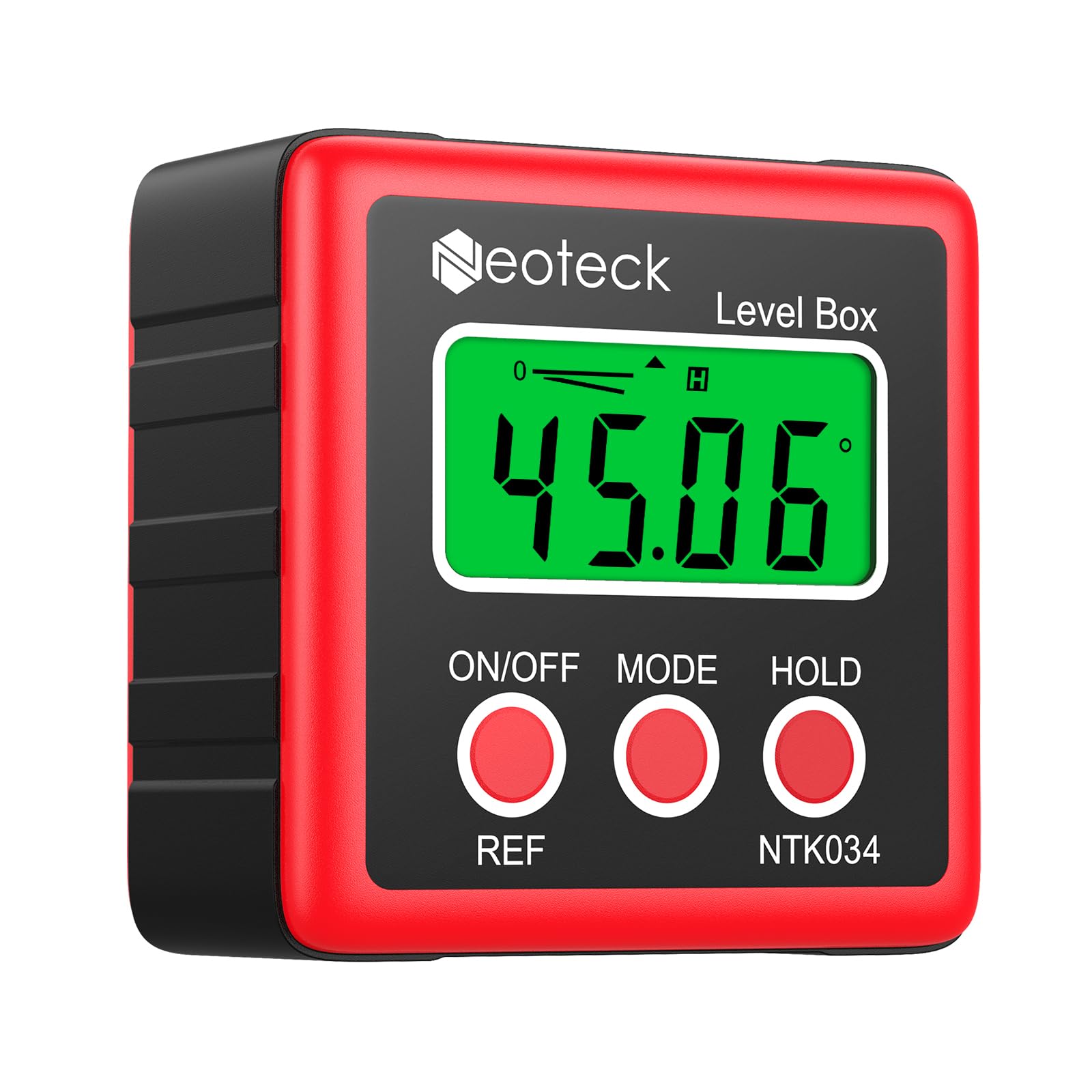 Neoteck Digital Angle Finder LCD Digital Angle Gauge Waterproof Protractor Inclinometer Bevel Box for Helicopter Bevel Angle of Miter Saw Automobile Test and Repair and ect (Red)