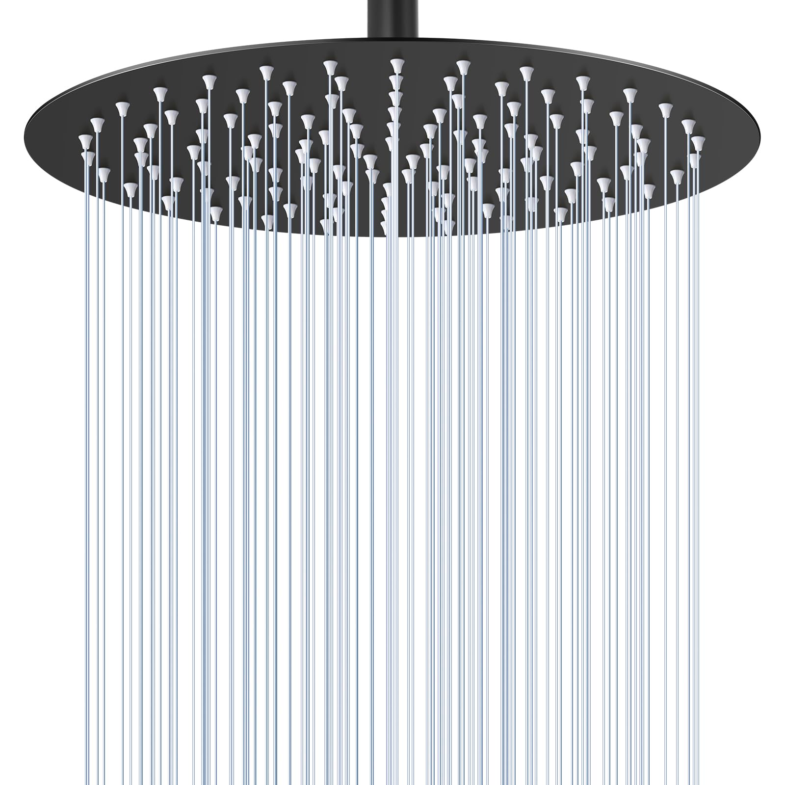 Photo 1 of KINLIV 12 inch Matte Black Rainfall Shower Head - All Metal Stainless Steel Full Body Round Rain Shower with 120 Silicone Nozzles