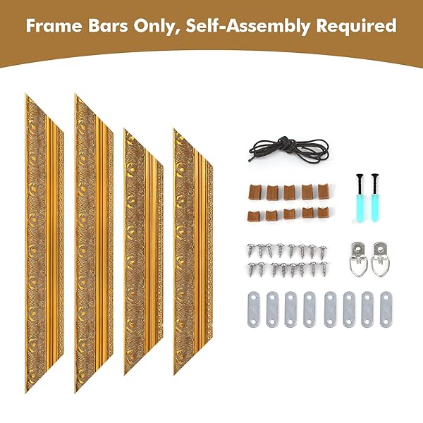 FOLKOR DIY SOLID WOOD FRAME FOR 20X24 CANVAS PAINTING, 2.4″ WIDE GOLD ORNATE, VERTICAL OR HORIZONTAL DISPLAY FOR HOME OFFICE WALL DECOR (EMPTY, NO PLEXIGLASS & BACKING BOARD)