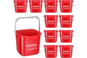 Lallisa 12 Pcs 3 Quart Cleaning Bucket Small Sanitizing Square Bucket Detergent Pail for Home Office Commercial Restaurant Kitchen Bathroom School (Red)