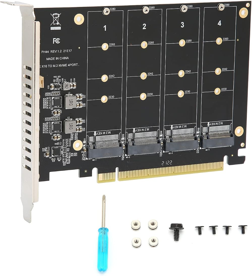 Fdit Quad M.2 NVME SSD PCI-E 4.0 X16 Adapter 4x32Gbps Raid Card LED PH44