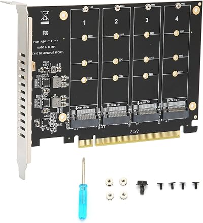 Fdit Quad M.2 NVME SSD PCI-E 4.0 X16 Adapter 4x32Gbps Raid Card LED PH44