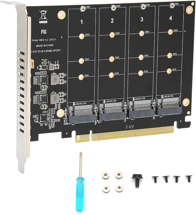 Fdit Quad M.2 NVME SSD PCI-E 4.0 X16 Adapter 4x32Gbps Raid Card LED PH44