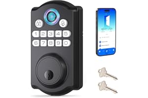 PHYSEN Keyless Entry Door Lock - Fingerprint Door Locks with App Control - Smart Deadbolt for Front Doors - Biometric Security, Auto-Lock&One-Touch-Lock, IP54 Waterproof, Easy Install