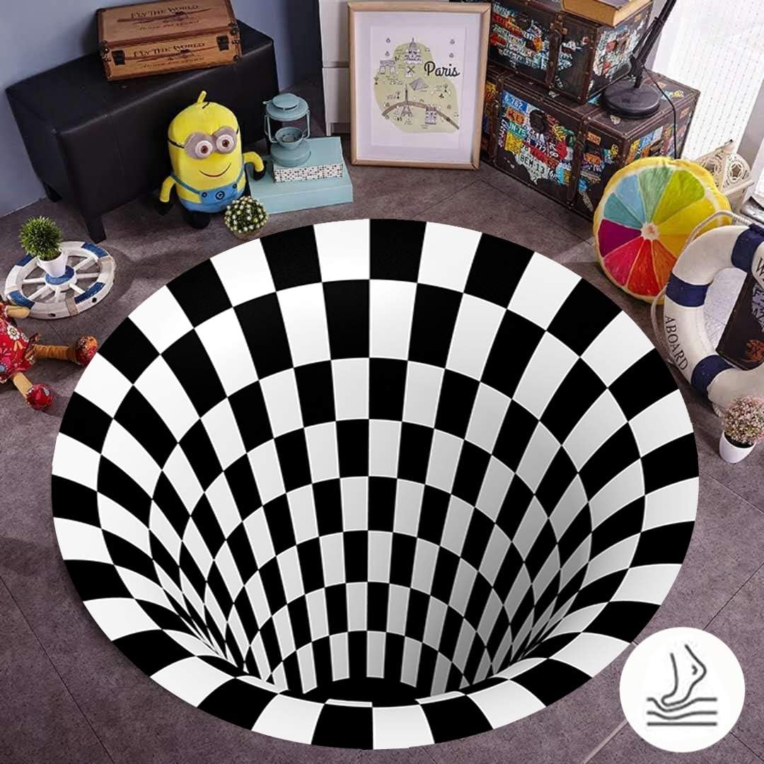 AZUOYI 3D Area Rug, 3D Vortex Optical Illusions Mats
