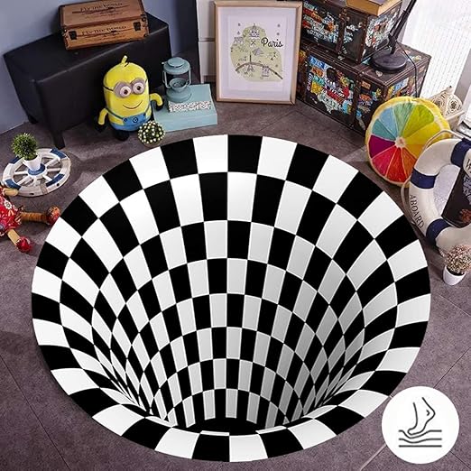 AZUOYI 3D Area Rug, 3D Vortex Optical Illusions Mats