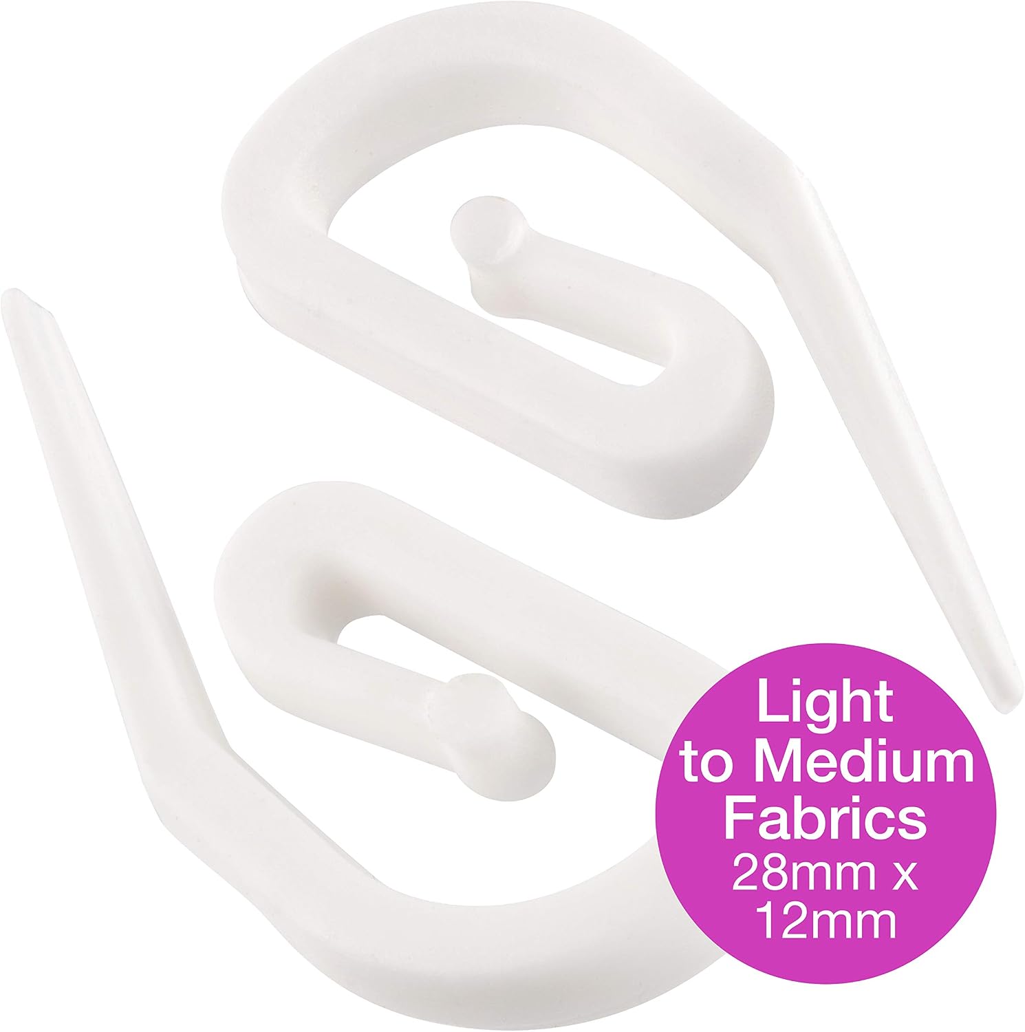 White Plastic Curtain Hooks, White 100pcs, 3.2 cm - Image 4