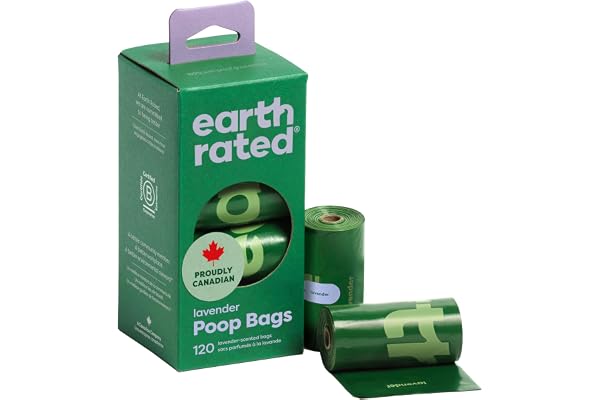 Earth Rated (A Canadian Company), Poop Bags for Dogs Guaranteed Leak Proof and Extra Thick Waste Bag Refill Rolls, Lavender S