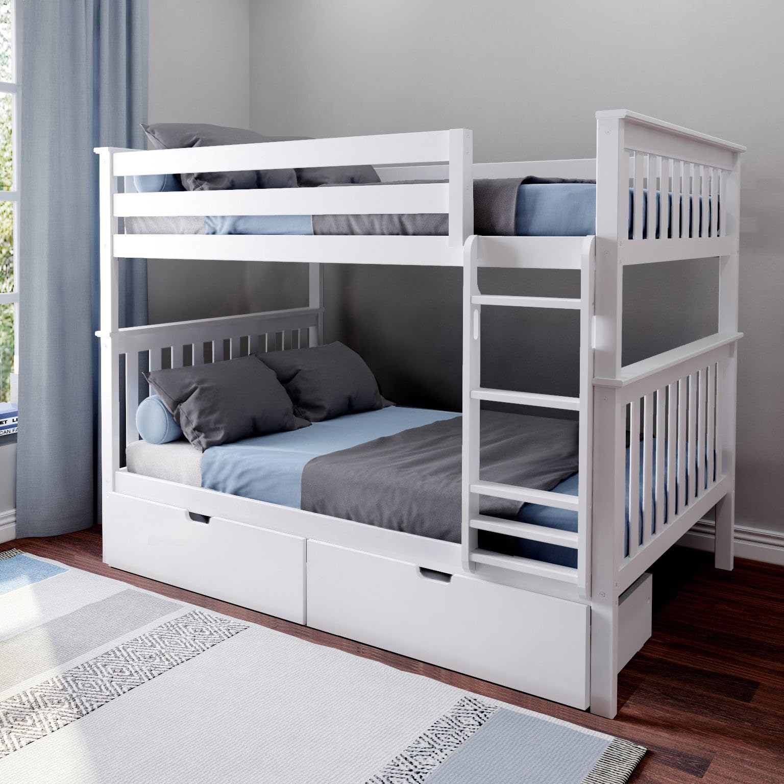 Photo 1 of *PARTIAL SET*
Max & Lily Bunk Bed, Full-Over-Full Wood Bed Frame for Kids with Storage Drawers, White