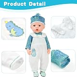 Aolso Baby Doll Clothes 14-18 Inch Overalls Coat Set White Green 35-45 cm view 3