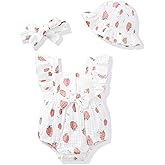 Renotemy Baby Girl Clothes Infant Summer Romper Cotton Linen Newborn Essentials Photography Preemie Outfits with Hat&Headband