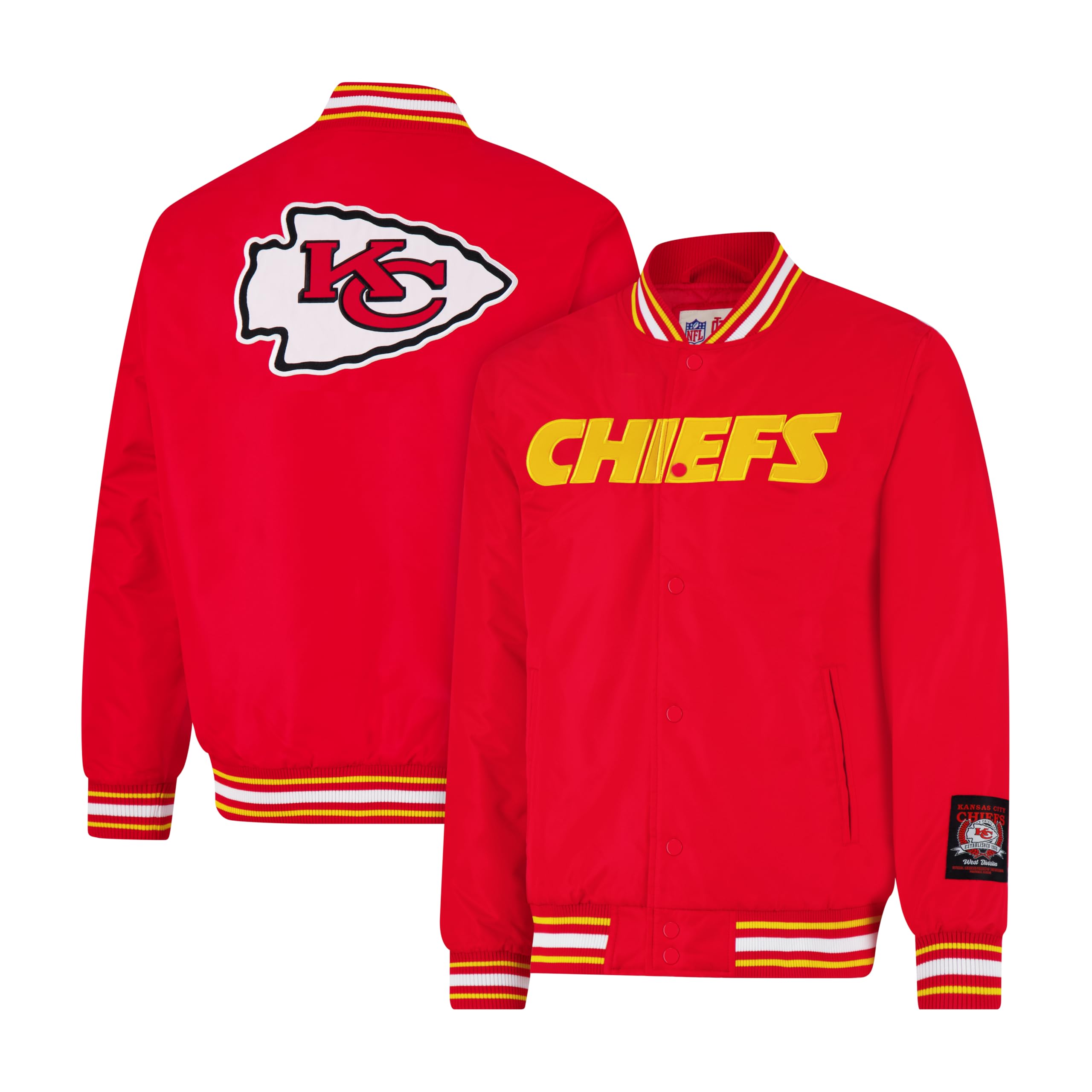Ultra Game Adults NFL Official Smashing Records Satin Jacket, Kansas City Chiefs, Team Color, Large Image