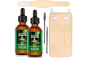 AFSTEE 4Pcs Castor Oil Pack Wrap with 120ML Castor Oil Organic Cold Pressed, Reusable Adjustable Flannel Cloth Castor Oil Wrap for Neck Waist Hair Eyelashes Eyebrows Women Mothers Day Gifts