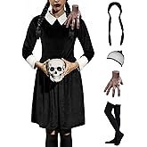 ALIREVERIE Women's 5PCS Halloween Costume Velvet Dress with Peter Pan Collar
