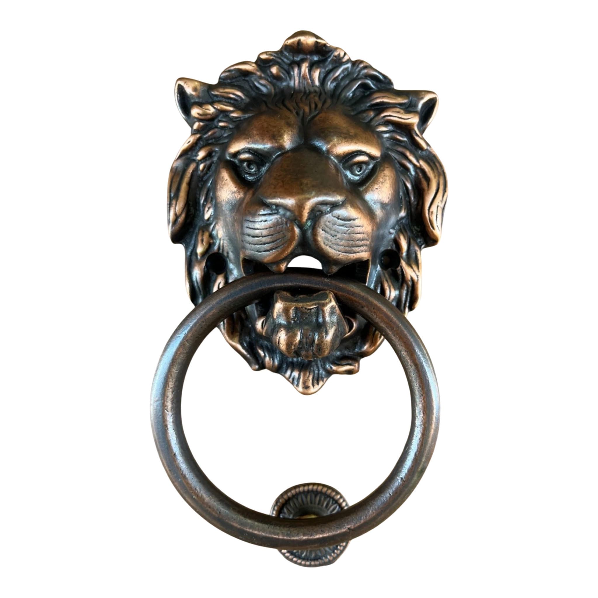 Anatolica Lions Head Door Knocker,7.1 inches,Solid Brass,Regency Period(Antique Copper)