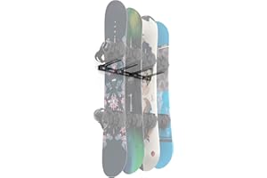 Koova Snowboard Wall Mount Rack Holder | Garage Snowboard Storage Organizer | Heavy Duty Powder Coated Steel Frame w/Rubber Arms