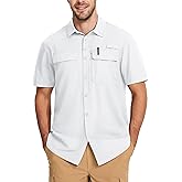 MAGCOMSEN Men's Fishing Shirts UPF 50+ Short Sleeve Sun Protection Shirts Quick Dry Cooling Button Down Shirt Hiking Safari