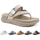 ONCAI Women’s Platform Flip Flops with Arch Support Summer Beach Dressy Trendy Walking Sandals and Thick Outdoor Rubber Soles Size 6-12