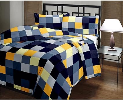 Shopbite Checked Design Microfiber Single Bed Reversible Quilt/AC Blanket/Dohar, Multi-coloured