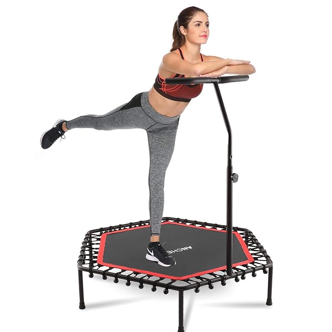 ANCHEER Fitness Trampolin,Erwachsene/Kinder Indoor/Outdoor Jumping Trampoline, Leise Gummiseilfederung, Höhenverstellbarer Ha