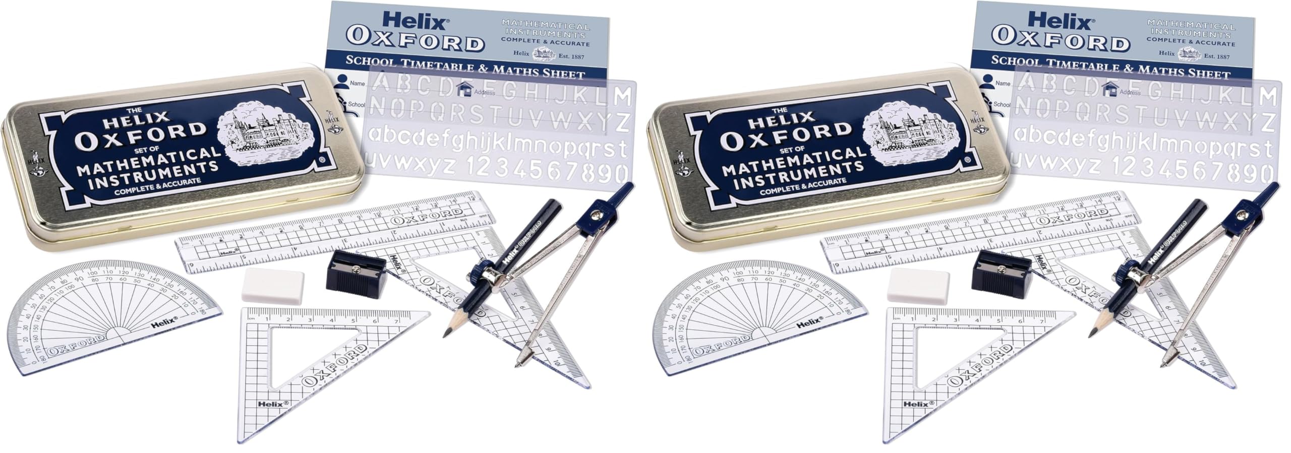 Helix Oxford Maths Set with Storage Tin (Pack of 2)