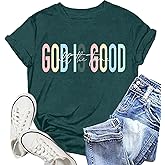 NEWKA Christian Shirts for Women Jesus T-Shirt: God is Good All The Time Tee Shirt