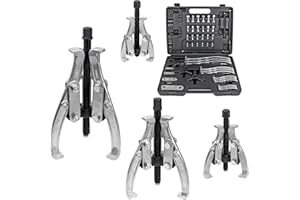 CARVALAX Gear Puller Set, Reversible 2 & 3-Jaw Puller Set, CR-V Steel 3" 4" 6" 8" Bearing Puller Kit (24pc) for Gear, Bearing, Pulley and Flywheel, Puller Tool with Black Carry Box