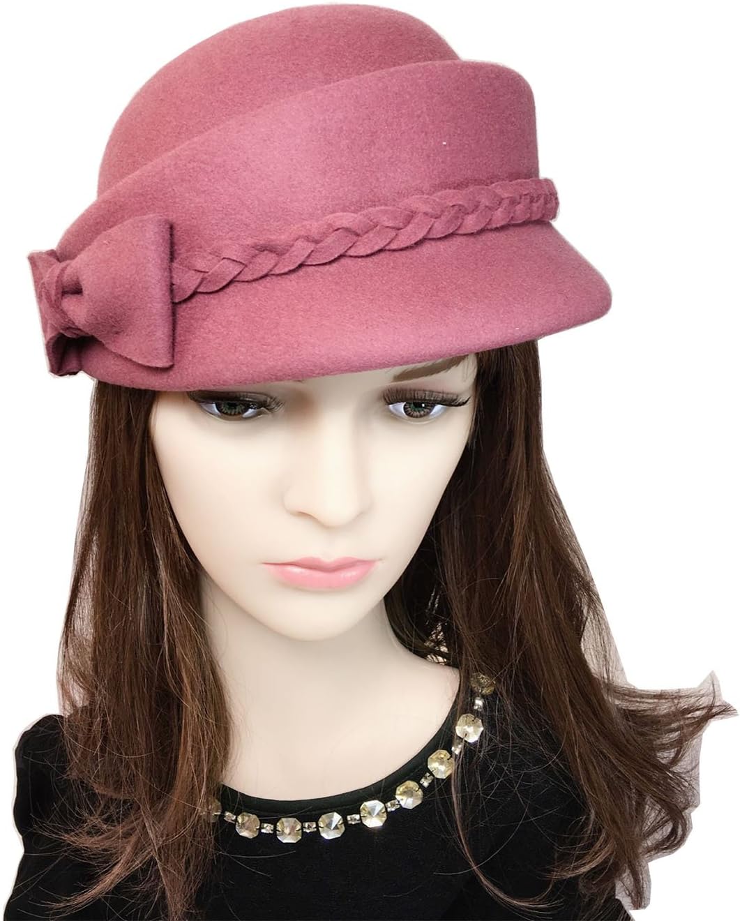 YSJOY Womens Bowknot 100% Wool Fall Winter Derby Hat Doom Cloche Hat