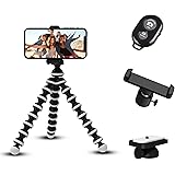 Phone Tripod for iPhone by TalkWorks - Mini Flexible Tripod Cell Phone Holder Adjustable Camera Stand with Wireless Remote fo