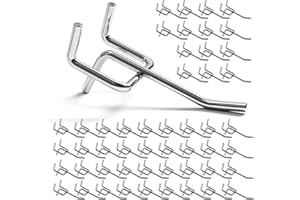 JEAWIWI 50 Pack 2 Inch Metal Pegboard Hooks, Fit 1/4 in and 1/8 in Peg Board Organizer Accessories, for Hanging Storage, Garages, Tool Sheds, Basements
