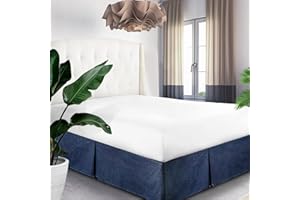 Elegant Life Home Cotton Yarn Dyed Washed Denim Bed Skirt/Dust Ruffle – 18 Inch Tailored Drop (King 78'' x 80'' + 18'' Dark Blue 1 PC)