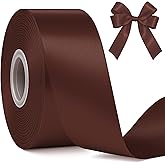 Fullive 1 1/2 Inch Brown Ribbon, 30 Yards Ribbon for Gift Wrapping, Polyester Ribbons for Flower Bouquet for Birthday Holiday Christmas Decorations DIY Bows Wrapping Bouquet Floral Arrangements