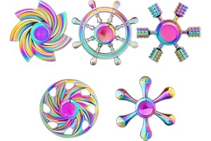 SCIONE Metal Fidget Spinner for Kid Adult, Sensory Hand Fidget Toy 5 Pack-Anxiety Toys Stress Relief Reducer- Party Favors for Kid Adult, Valentines Day Gift Goodie Bag Stuffers, Classroom Prizes