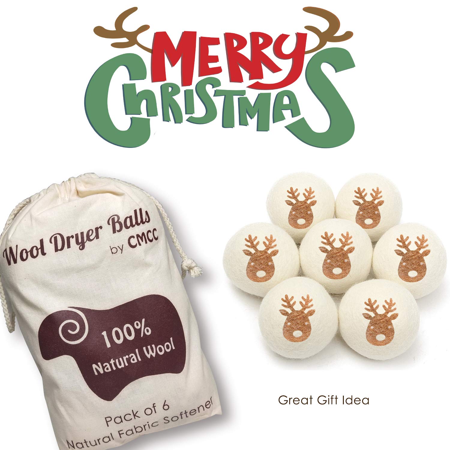 Wool Dryer Balls for Laundry - Organic New Zealand Wool, Natural Fabric Softener, Anti Static, Baby Safe, No Lint, Reusable and Odorless