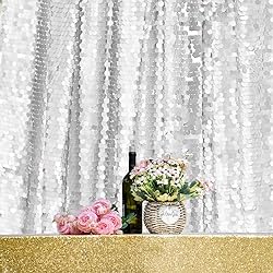 JYFLZQ Silver Payette Sequin Backdrop Curtains 2ft