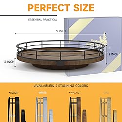 Farmhouse Oak 9" Lazy Susan Turntable Organizer for